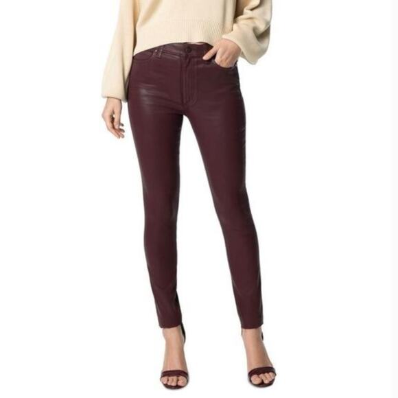 JOE'S JEANS Charlie Coated Jeans High Rise Skinny Ankle Jeans in Merlot 26 - Picture 1 of 10